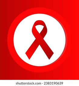 World AIDS Day. Red ribbon. Aids Awareness icon design for poster, banner, t-shirt. Vector illustration isolated on Red and white background.