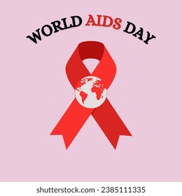 World Aids Day with red ribbon