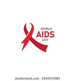 world aids day red ribbon logo vector illustration design icon