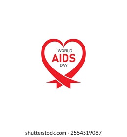 world aids day red ribbon logo vector illustration design icon