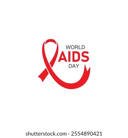 world aids day red ribbon logo vector illustration design icon