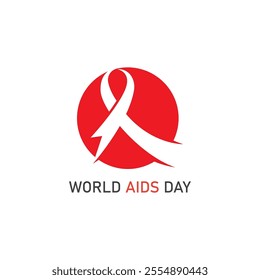 world aids day red ribbon logo vector illustration design icon