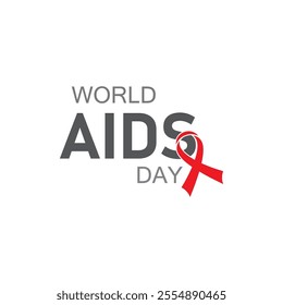 world aids day red ribbon logo vector illustration design icon