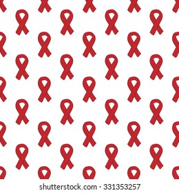 World AIDS day red ribbon seamless pattern vector background