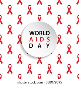 World AIDS Day. Red ribbon seamless pattern. Vector illustration.