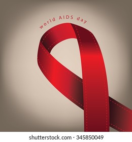 World AIDS Day red ribbon design. EPS 10 vector royalty free illustration.