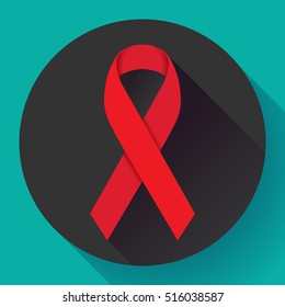 World Aids Day red ribbon 1 december aids awareness day flat icon