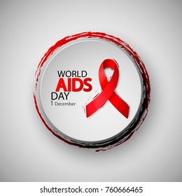 World Aids Day. Red AIDS ribbon. Brush typography for poster
