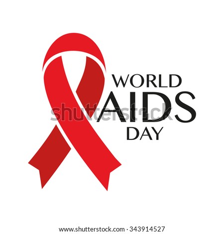 World AIDS Day. Red AIDS ribbon for poster or t-shirt. Vector illustration.