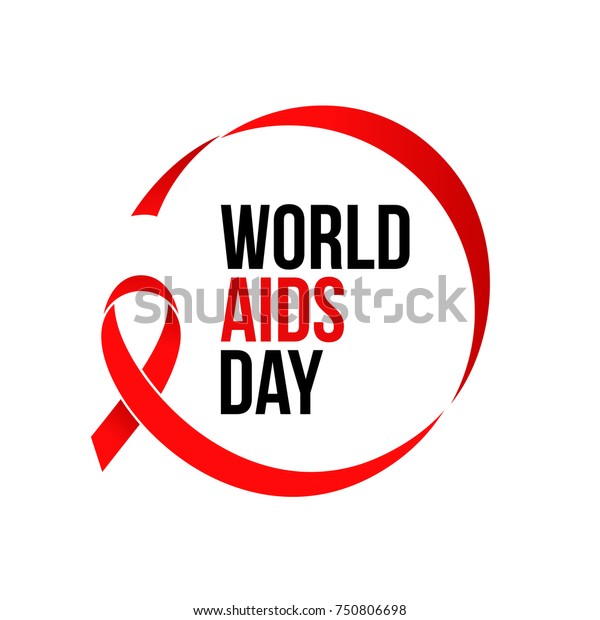 World AIDS day red ribbon icon logo for 1\
December HIV and AIDS awareness banner or poster. Vector red ribbon\
symbol or emblem badge on white\
background
