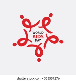 WORLD AIDS DAY. red ribbons arranged as a star. vector for Logo Design. 
