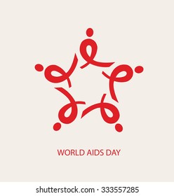 WORLD AIDS DAY. red ribbons arranged as a star. vector for Logo Design. 
