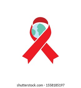 World AIDS Day ribbon flat icon design template vector