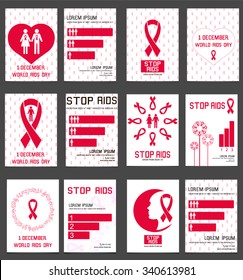World AIDS Day. Set of Banners, Flyers, Placards and Posters