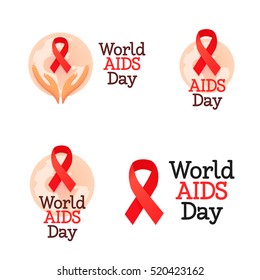 World AIDS Day. Set label, emblem, logo