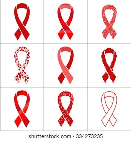 World AIDS Day. A set of red ribbons.