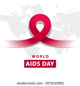 World AIDS Day, Simple Aids symbol and world map illustration