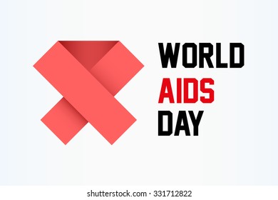 World AIDS Day square horizontal background with red ribbon. Vector Illustration.