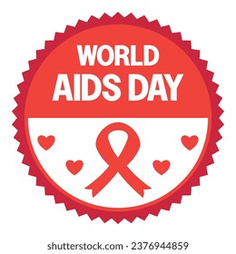 world AIDS day sticker label, vector isolated on white background. ornament design for banner, poster, social media, flyer, flyer, web.