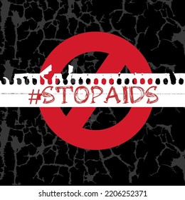 World AIDS Day. Stop AIDS design. Aids Awareness design for poster, banner, t-shirt. Vector illustration on dark background.