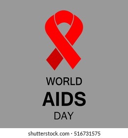 World Aids Day with text and red ribbon of aids awareness.