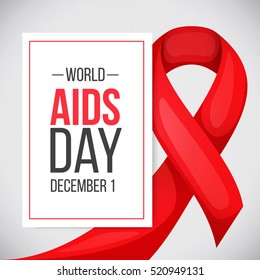 World Aids Day. Text and red ribbon