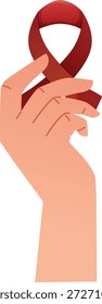 Ilustración vectorial plana temática del Día Mundial del SIDA con el icónico símbolo de conciencia de la cinta roja.
