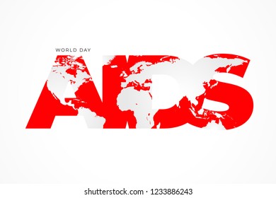 World AIDS day typographic poster for HIV national awareness campaign.