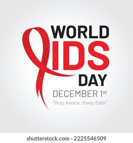 world aids day typography with ribbon silhouette