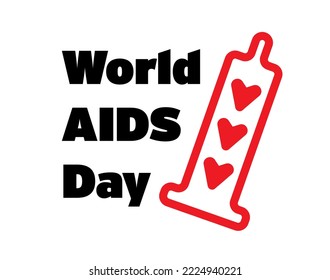 Día Mundial del SIDA - Icono de la interfaz de usuario UX, cartel de diseño gráfico, clíparte vector con corazones simbólicos dentro del preservativo - concepto de sexo protegido