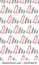 World AIDS Day - UX UI icon, graphic design banner, vector clipart with symbolic condom - protected sex concept, seamless template
