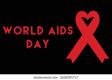 Design de banner vetorial do Dia Mundial da AIDS com fita vermelha isolada sobre fundo preto