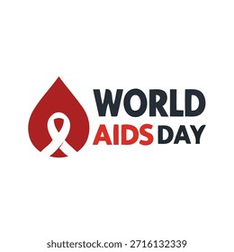 Colección de Vector del Día Mundial del SIDA con la cinta roja, el corazón y los iconos de gotas de sangre. Concepto de concienciación sobre el VIH para campañas de salud, carteles solidarios y redes sociales. Aislado en el fondo blanco