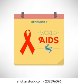 World Aids day vector design on calendar page.