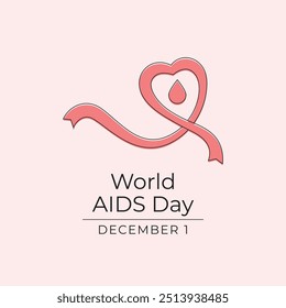Modelo de design de vetor do Dia Mundial da AIDS bom para o uso da celebração. Projeto Dia Mundial da AIDS. fita vermelha. desenho de linha contínua. eps 10.