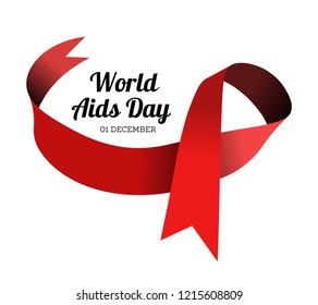 World Aids Day. Vector illustration with red ribbon