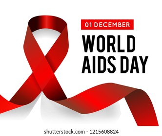 World Aids Day. Vector illustration with red ribbon
