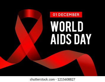 World Aids Day. Vector illustration with red ribbon