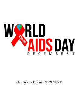 world aids day vector illustration. STOP HIV in ribbon, AIDS concept. Poster or banner for World AIDS Day.