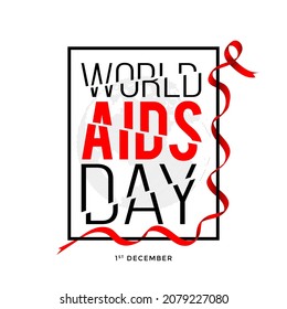 World AIDS Day Vector Illustration With Shattered Text Effect And Red Ribbons