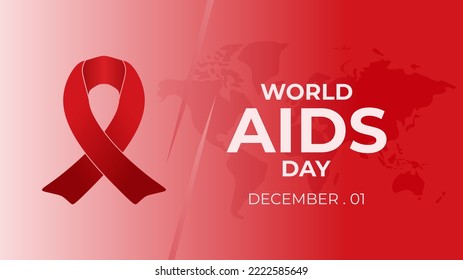 Ilustración del Vector del Día Mundial del SIDA en un diseño moderno, con símbolo de ayuda y mapa del mundo. Plantilla de antecedentes para la actividad internacional que se celebra cada año el 1 de diciembre de 2001. Recursos gráficos perfectos.