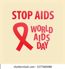 World Aids Day Vector Poster With Simple Red Ribbon
