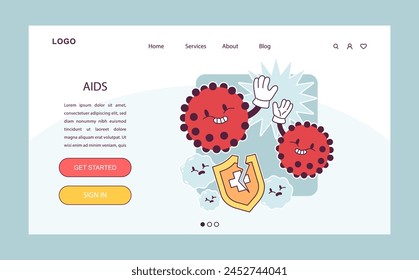 World AiDs Day Web Banner oder Landing Page. HIV-Zellen, Immundefizienz-Virus-Übertragung und Immunsuppression. Gefährliches Krankheitsbewusstsein. flache Vektorillustration