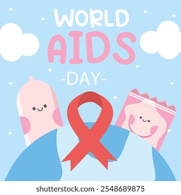 World AIDS design illustration. Suitable for flat design graphic illustration for campaign, social media ads, flyer design, flat illustration, banner, template, poster, etc