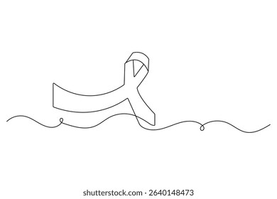 World aids ribbon continuous one line drawing minimalist outline vector art