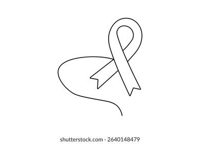 World aids ribbon continuous one line drawing minimalist outline vector art