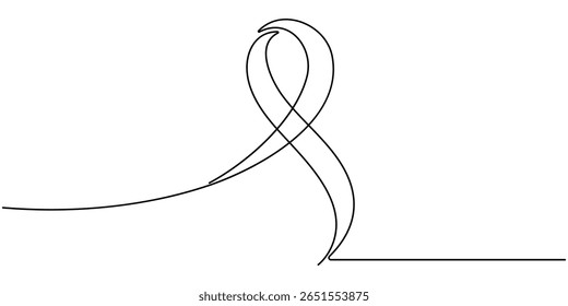 World aids ribbon continuous one line drawing minimalist outline vector art, Continuous one line drawing of breast cancer awareness ribbon. One line drawing illustration of breast cancer. World breast