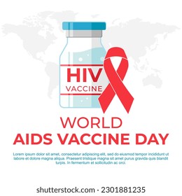 World AIDS Vaccine Day with Vaccine in a bottle vaccination against HIV AIDS vector illustrations