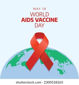 World AIDS Vaccine Day design template for celebration. World AIDS Vaccine Day vector illustration with ribbon and globe. red ribbon vector. flat ribbon vector. aids day design.