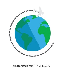 World air travel icon vector illustration. Flying around the world.